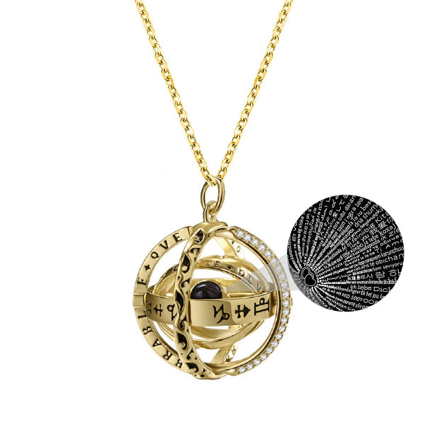 Collana Proiezione 100 Lingue Oneress – Pendente Ti Amo In Acciaio Inox, Regalo Romantico Per Lei